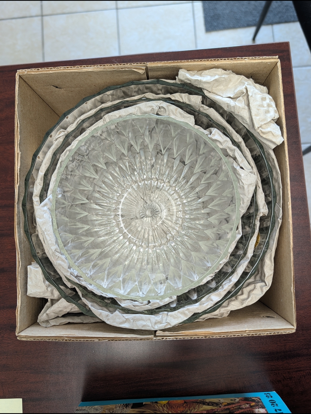 Vintage Duralex Chambord Nesting Bowls- 1960's Diamond Pattern NOS Rare Set Of 3 - Picture 5 of 6